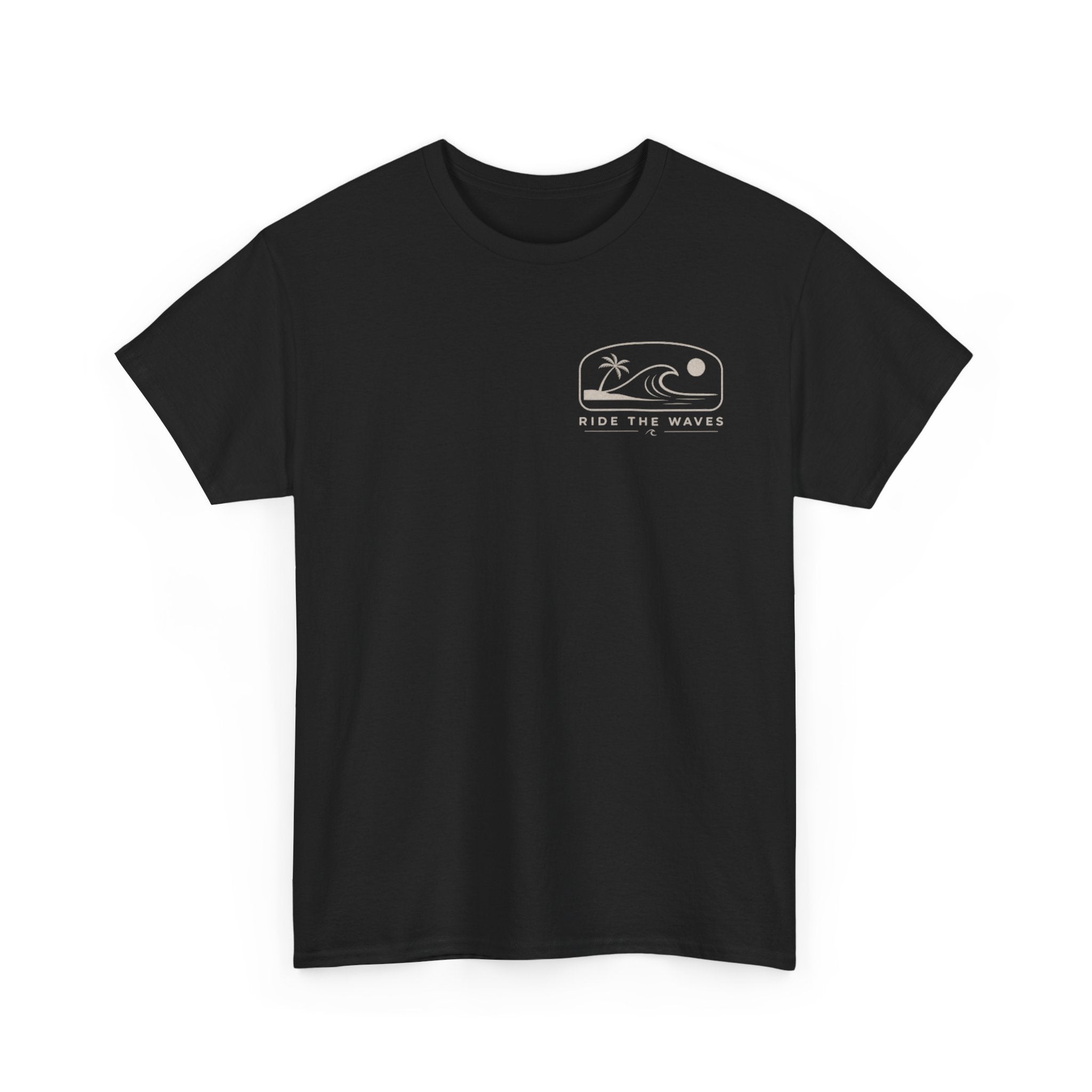 Ride the Waves Tee — Minimal Surf Palm Graphic T-Shirt